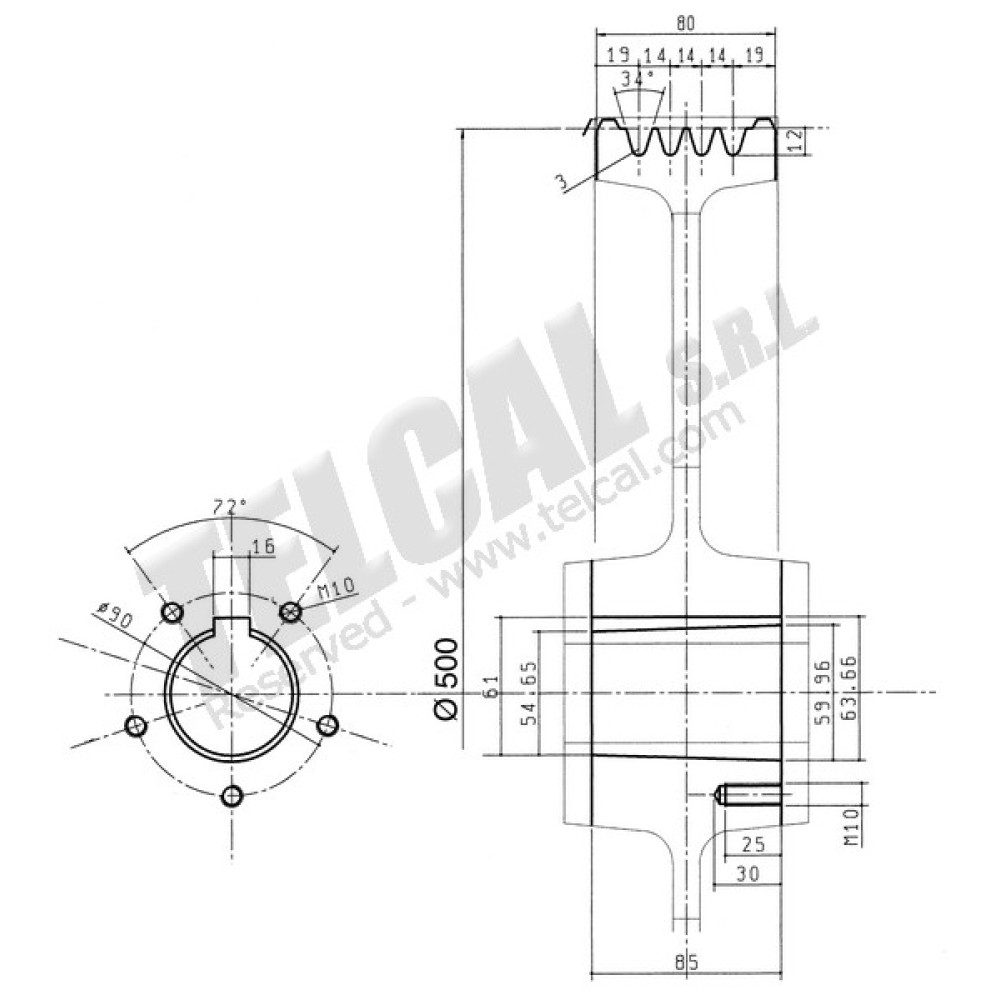 Set di 4 scanalature PULEGGIA A in diametro V 64 mm